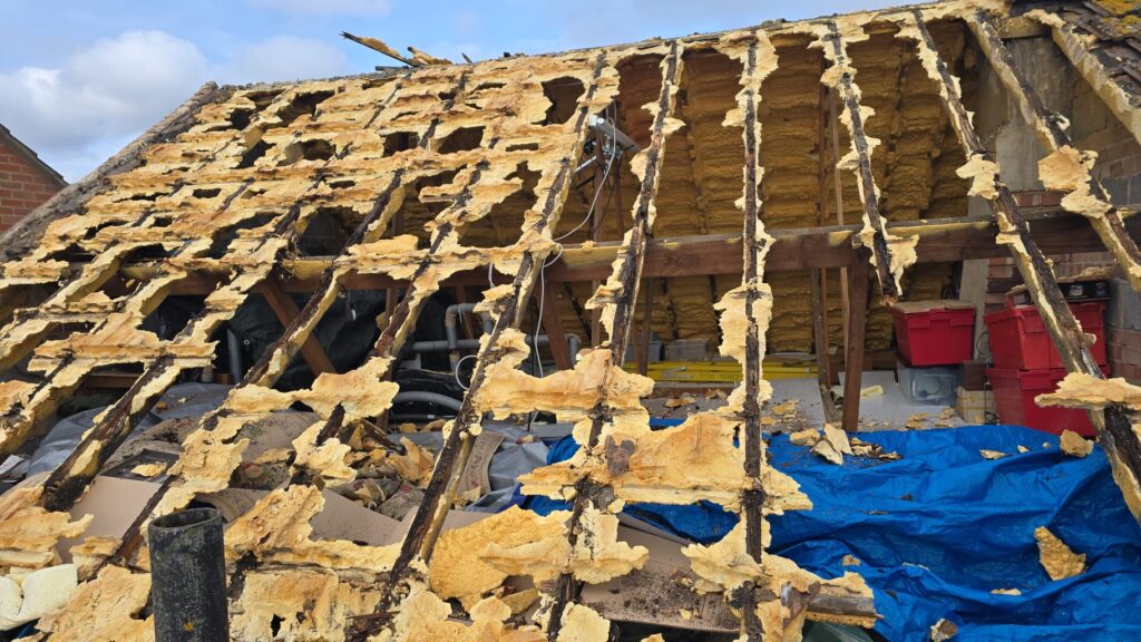 This is a spray foam removal job in progress on a residential property in Kent.