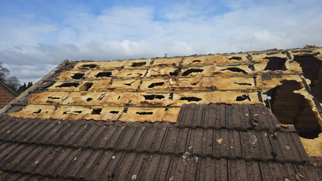 This is a spray foam removal job in progress on a residential property in Kent.